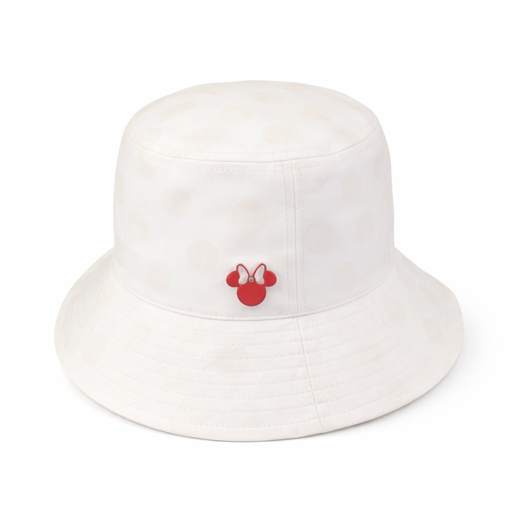 Disney Parks White Polka Dot Minnie Mouse Pin Bucket Hat